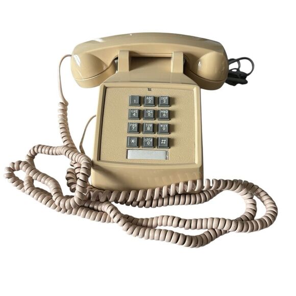 Cortelco RJ11C Vintage Tan Push Button Desk Phone *Tested* - Picture 1 of 9